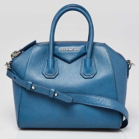 Givenchy Blue Sugar Goatskin Leather Mini Antigona Bag - Picture 1 of 11
